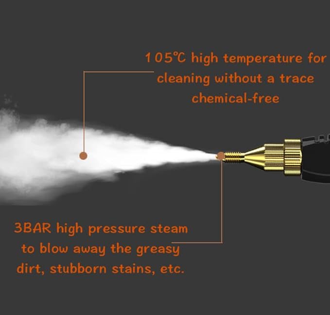 High Pressure Steamer for Cleaning Lumirio 2500W Mini Handheld Steamer for Cleaning with 1000ml Water Tank Extended Nozzle 3 Brush Strong for Kitchen Toilet Car