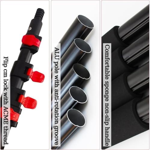 Glass Cleaning Brush Home Water Fed Telescopic Pole Kit Solar Panel Brush Rotating for Photovoltaic PanelExtendable Window Cleaning Telescopic Pole with Water Fed Brush 9M Rea for Cleaner C