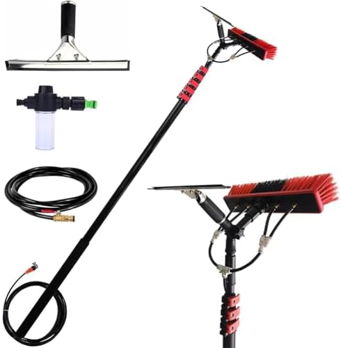 Glass Cleaning Brush Home Water Fed Telescopic Pole Kit Solar Panel Brush Rotating for Photovoltaic PanelTelescopic Window Cleaning Brush &amp Wiper - 3.6-10.8M Extension Rod for Solar Panels