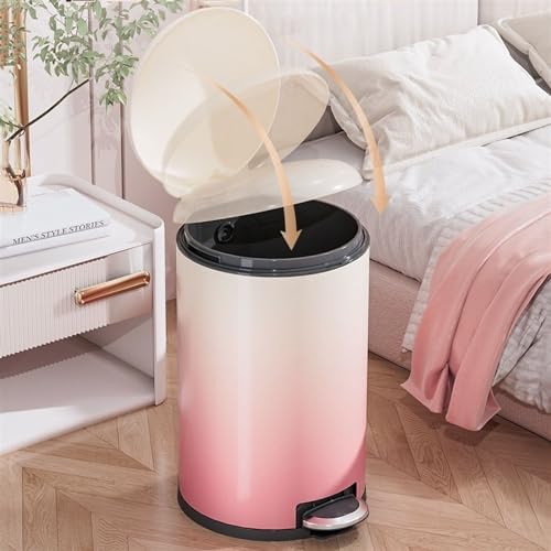 Compost bin Kitchen/Garbage Tall Trash can for Home Kitchen Large Large Capacity Living Room Light Luxury with lid pop-up lid Seam Creative Paper Basket Step Trash can(Deep Green)