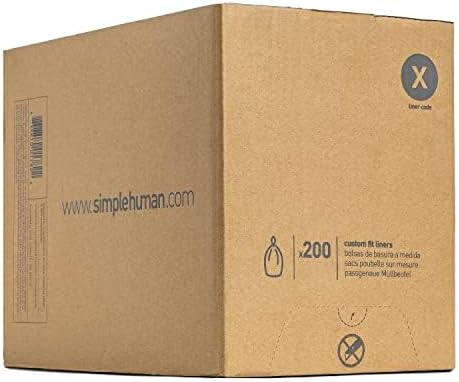 simplehuman Code X 200 Count Genuine Custom Fit Liners Drawstring Trash Bags 30 Liter / 8 Gallon White