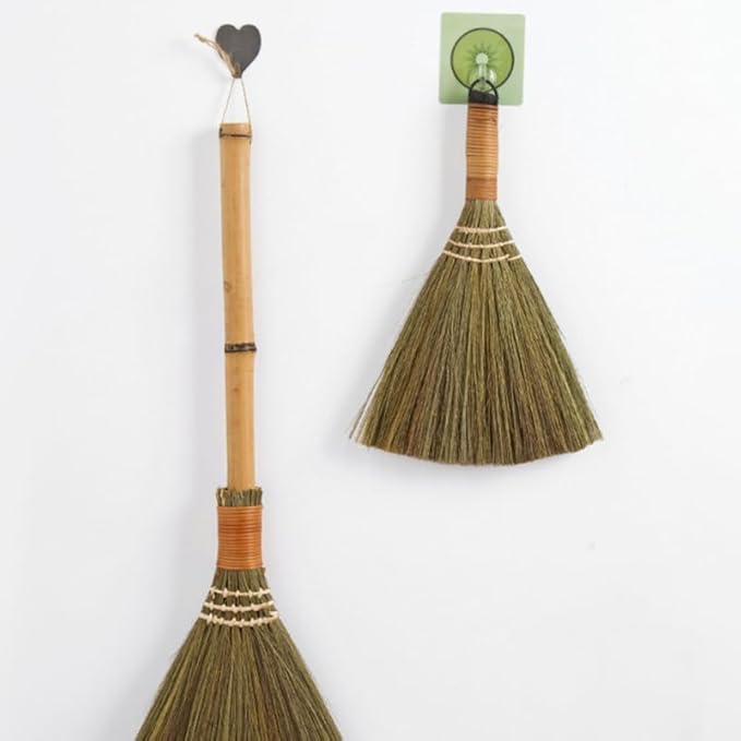 Veemoon 4 Pcs 12 Inch Whisk Broom Handheld Cleaning Broom Straw Corn Whisk Brush Small with Handle Dust Brush Rustic for Dirt and Debris Household