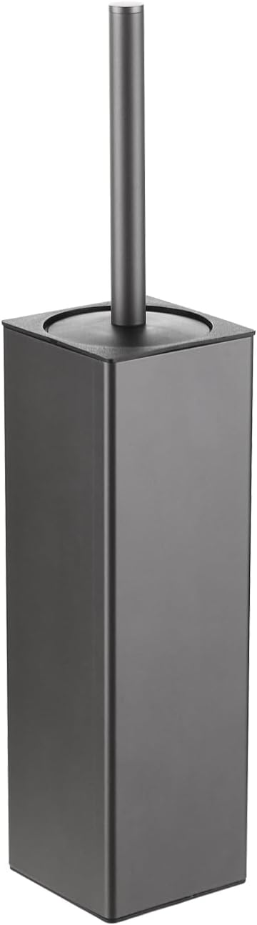 BGL Standing Toilet Brush and Holder GunGrey Aluminium Toilet Bowl Cleaner Brush and Holder for Bathroom Storage and Organization Square Design Sturdy and Space Saving