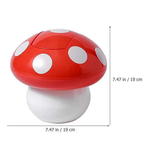 Hemoton 2pcs Cute Mushroom Desktop Trash Can Lid Mini Wastebasket for Office Home Sturdy Material Easy to Use for Kitchen Bedroom