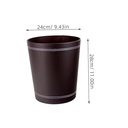 VOSAREA 1Pc Round Waste Basket Stylish Trash Can for Home Office PU Design Convenient Open Top for Easy Disposal for Living Room Workspace