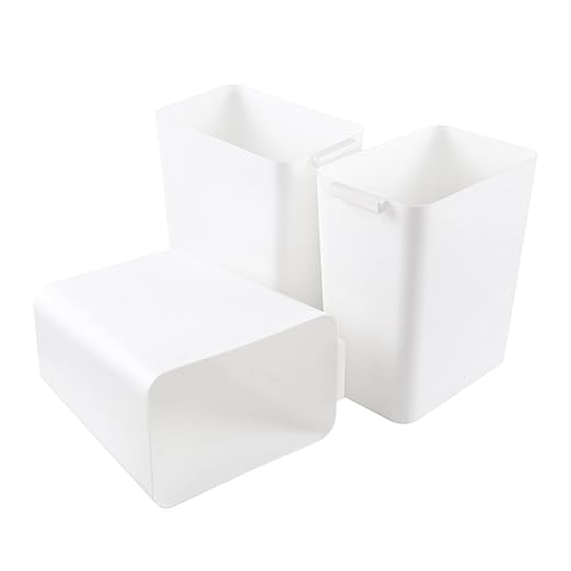 4.5 Gallon Deskside Plastic Wastebasket Rectangular Open Garbage Container Basket for Office and Home 3 Packs White