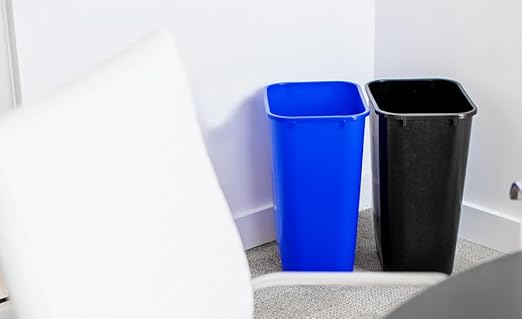Rectangular 3.5 Gallon Commercial Office Trash and Recycling Combo Bins Wastebasket Deskside Bins for Office Kitchen Under Desk Under Sink (Trash and Recycling 3.5 Gallon)