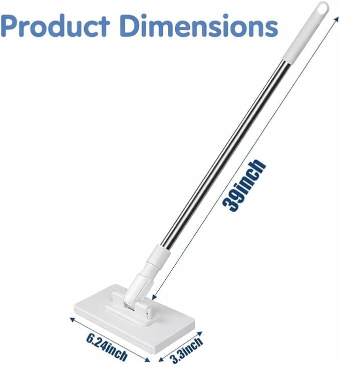 Snap Grip Mini Mop 2026 Disposable Dust Mop with 4 Reusable Cloths Multi Surface Cleaning Flat Dust for Dry Wet Disposable Pads for Kitchen Wall Bathroom Toilet Corners(White 1)