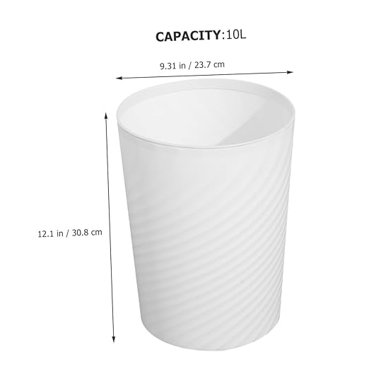 Plastic Trash Can Wastebasket White Open Top Trash Bin for Bathroom Office Bedroom Kitchen Large Opening Sturdy Structure Versatile Household Garbage Container