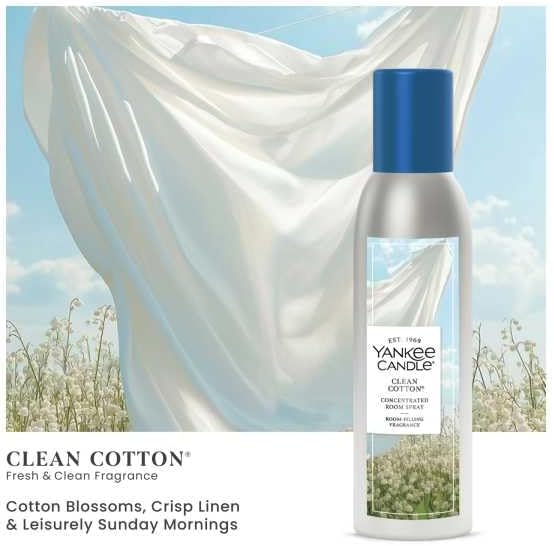 Yankee Candle Concentrated Air Freshener Room Spray Lemon Lavender Midsummer's Night Clean Cotton (1 Ea.) (Variety Pack)