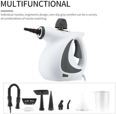 Multi-Purpose Handheld Steam Cleaner 350ml Pressurized Steamer with 9 Accessories for Home Floor Upholstery Grout &amp Car Cleaning - Powerful &amp Versatile