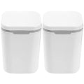 Mini Desktop Trash Can with Lid 2pcs Small Push-Button Wastebasket for Office and Home Creative White Mini Garbage Bin for Desk and Bedroom Use