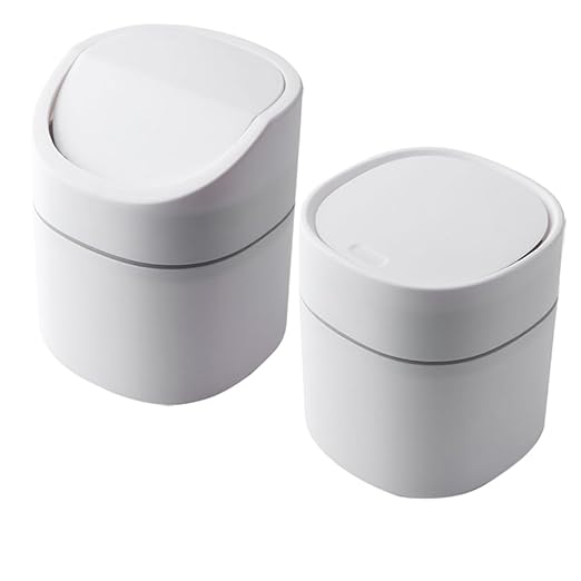 CHILDWEET 2pcs Mini Trash Can with Lid Wear-Resistant Plastic Desktop Wastebasket for Kitchen Office Bedroom Stylish Small Garbage Bin for Easy Clean-up