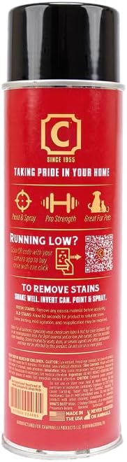 Campanelli Pro Series Stain Remover Point &amp Spray Carpet &amp Upholstery Cleaner for Pet Stains &amp Odors Food Stains Wine Coffee Dirt and More! – 18oz Aerosol