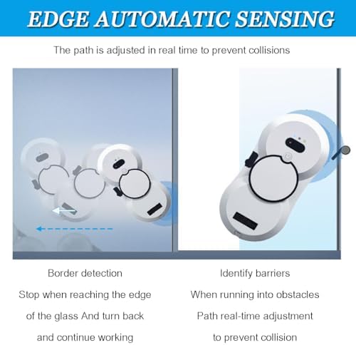 20-Minute Automatic Window Cleaner Robot with Remote Control | Smart Home Glass Cleaning Device with Water Spray | Route Planning &amp Frame Sensing Technology (White)