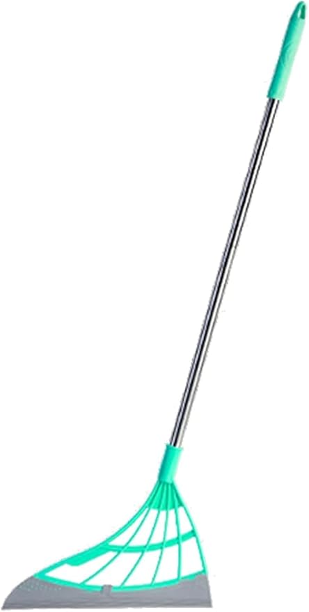 Brooms Rubber Broom Hand Push Broom Floor and Window Wiper Scraper Detachable Long Handle Quick Dry Dirt Hair Remover Accessories(Blue)