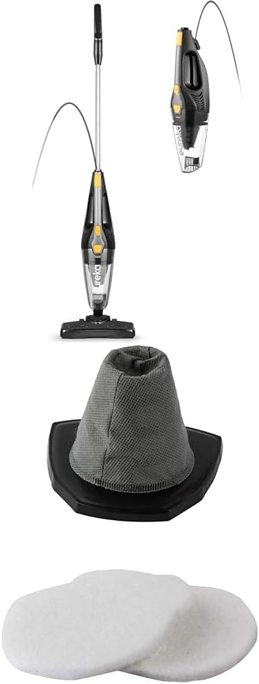 Eureka Home Lightweight Stick Vacuum Cleaner Powerful Suction Corded Multi-Surfaces 3-in-1 Handheld Vac Blaze Black and Eureka Filter &ampPre Motor Filter Gray