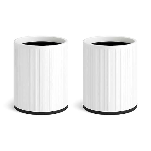 2 Pack - 4 Gallon Plastic Indoor Trash Can for Bedroom Bathroom Dorm or Apartment - Compact Wastebasket Fits Under Desk or Sink White