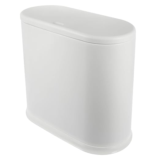 Luxshiny Compact Trash Can with Lid Modern Wastebasket for Bathroom Kitchen Office Material Stylish Design for Space Saving Convenience