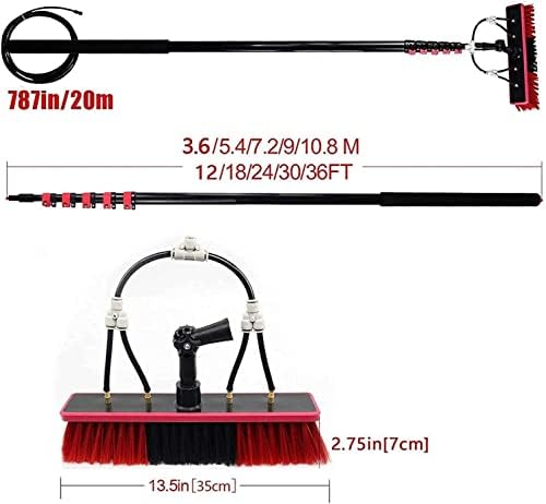 Glass Cleaning Brush Home Water Fed Telescopic Pole Kit Solar Panel Brush Rotating for Photovoltaic PanelWindow Cleaning Pole Window Cleaning Brush Water Fed Telescopic Brush extendable Cle