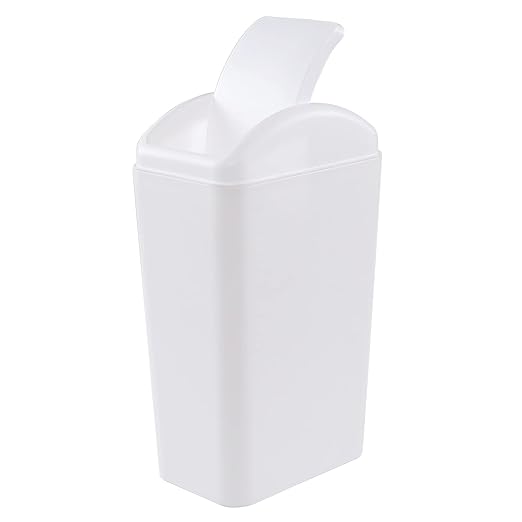 1 Pack Plastic Swing Lid Trash Can Swing Lid Waste Bin White