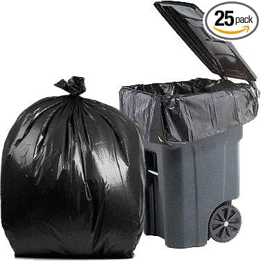 PlasticMill Contractor Bags Heavy Duty - Commercial Industrial Garbage Bags - Black Construction Trash Bags - Outdoor Garden Trash Bags 95-Gallon 3 Mil 61x68 (25-Count)