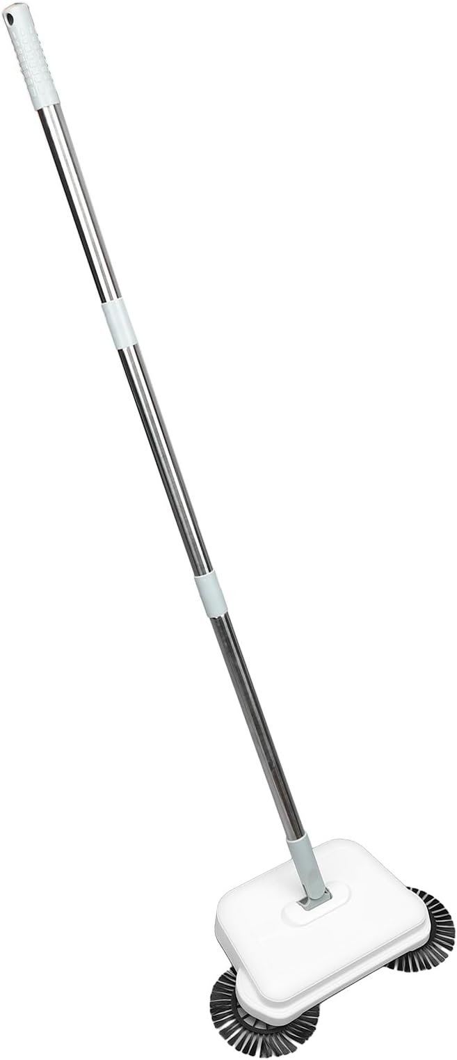 Multi Purpose Hand Push Sweeper Manual Floor Cleaner with Microfiber Mop and Dual Brush Head Cordless Sweeping Mopping Machine for Hardwood Tile Floors in Home Kitchen