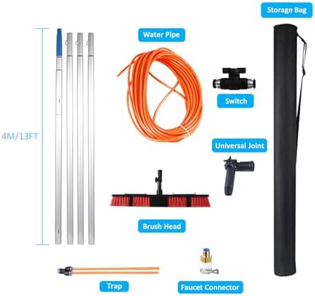 Telescopic Pole Kit Cleaning BrushTelescopic Window Cleaner kit with Adjustable Brush Head 3-12m Extendable Window Cleaning Pole Water Fed Telescopic Brush Solar Panel Washing Equipment Cle