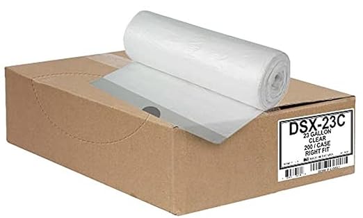 Aluf Plastics 23-26 Gallon 0.9 MIL Clear Garbage Bags With Drawstrings Fits Slim Jim Trash Cans - 28.5 x 39 - Pack of 200 - For Home Office Industrial &amp Municipal