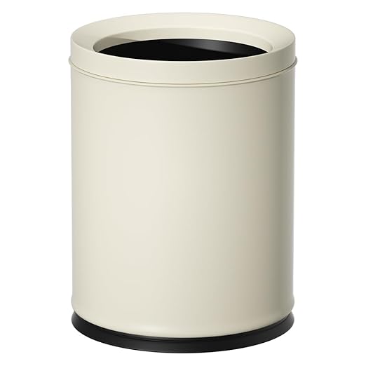 12L/3.1GAL White Bathroom Trash Can Without Lid Small Wastebasket for OfficeMetal Garbage Can for BedroomChildren's Room Powder RoomHotelBank (12L-White)