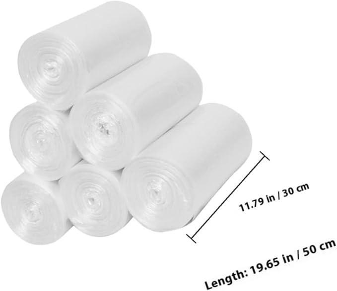 HOMSFOU 6 Rolls Thickened Small Plastic Trash Bags for Home Bathroom Wastebasket Liners 45x50cm Flat Mouth Disposable Garbage Bags with Breakpoints