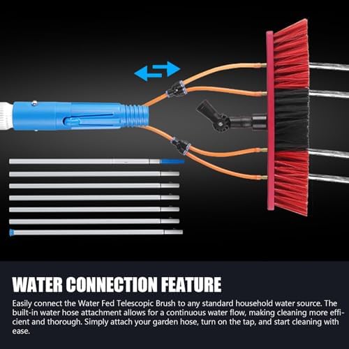 Glass Cleaning Brush Home Water Fed Telescopic Pole Kit Solar Panel Brush Rotating for Photovoltaic PanelTelescopic Solar Panel Cleaning Brush with Water Fed Aluminum Alloy Pole 5m Extendab