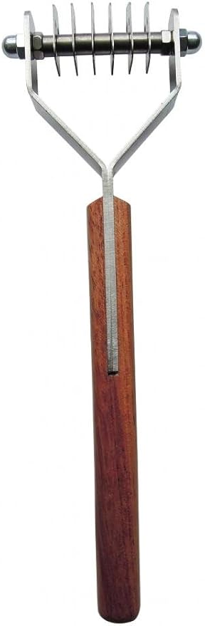 Mars Coat King Dematting Undercoat Grooming Rake Stripper Tool for Dogs and Cats Stainless Steel with Wooden Handle for Thick Coats 6-Blade Stripper for Groomers Pet Owners