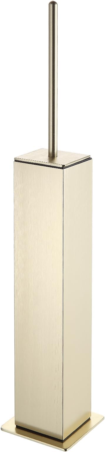 BGL Toilet Brush with Holder Set Brushed Gold Aluminium Standing for Bathroom Toilet Bowl Cleaner Brush and Holder Set Square Design