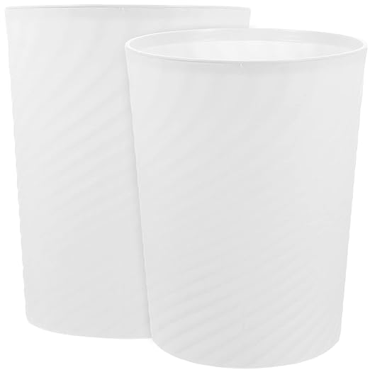 2pcs Household Trash Can Creative Simple Plastic Wastebasket for Bedroom Office Living Space Easy to Clean Versatile Garbage Container White