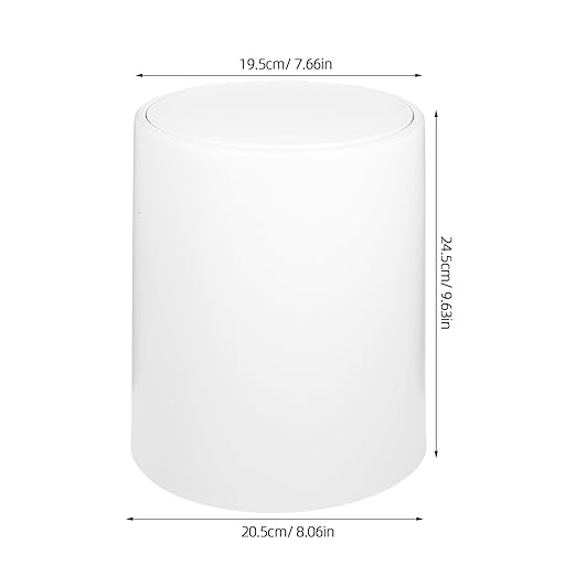 Lurrose Modern Push-Button Trash Can with Lid for Home Bathroom Bedroom Medium Garbage Bin Wastebasket for Multi-use Recycling Space-Saving Contemporary Container