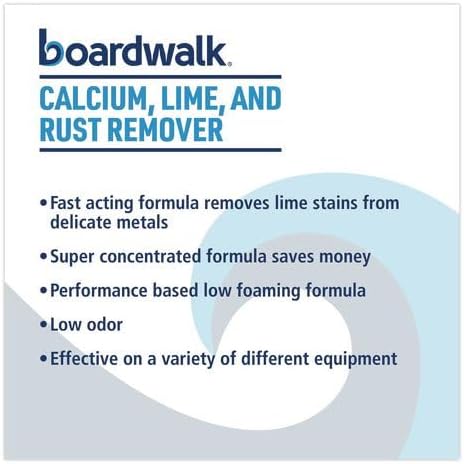 Boardwalk Calcium Lime and Rust Remover 4-1 Gallon Bottles NSF Certified Fast and Effective Can Be Diluted Stain Remover Made in the USA