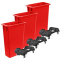 3 Pack 23 Gallon Heavy-Duty Trash Can with Dolly Durable Waste Container Slim Rectangular Garbage Bin Recycling Bin Plastic Wastebasket for Kitchen Garage Hotels Restaurants Office