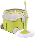 MopSpin Bucket Floor Cleaning System with Extended Adjustable Handle and Microfiber Pads