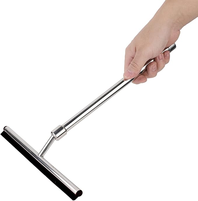 Haofy Extendable Handle Stainless Steel Window Glass Cleaner Wiper with Flexible Silicone Scraper for Bathroom Kitchen Car Mirror