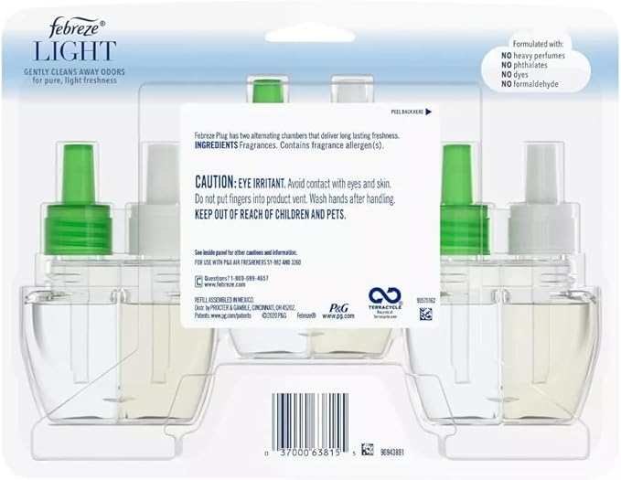 Febreze Odor-Fighting Air Freshener Room Fresheners Air Effects Air Freshener Refills Fade Defy Plug Technology - (1 Pack) contains (3) of 0.87 fl oz Refills (Bamboo)