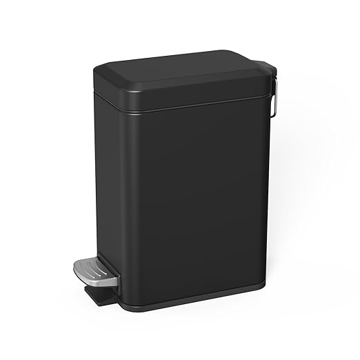 Sineng 1.6 Gallon Stainless Steel Slim Rectangular Pedal Trash Can with Soft Close LidSpace-Saving Waste Bin for BathroomBedroomDurable Pedal Step Trash canCompact Trash bin