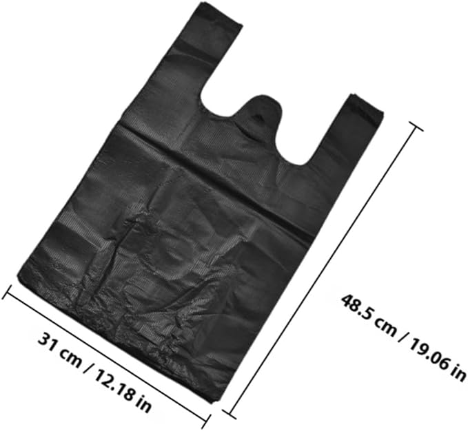 200pcs Thickened Plastic Trash Bags with Handles Black Kitchen and Bathroom Garbage Liners Garbage Bags for Bedroom Waste Disposal Leak-resistant Household Use