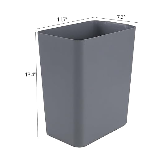 4.5 Gallon Rectangular Plastic Wastebasket Plastic Trash Wastebasket 3 Packs Gray