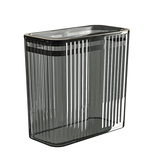 Bathroom Trash Can with Lid3.5 Gallon Garbage Canfor Bedroom Office Plastic Slim Waste Basket with Press Top Lid 15l Clear Trash Bin for Home Slim Trash Bin Clear Kitchen(Gray)