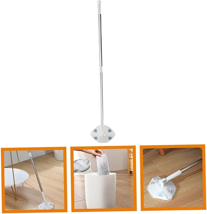 Operitacx Retractable Dust Mop with Face Towel Refill No-wash Household Cleaning Mop for Floor and Desktop for Easy Dust Removal