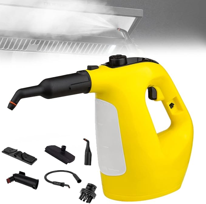 Steam Cleaner Handheld Pressurized High Temperature Cleaning Machine Chemical Free Steamer for Kitchen Bathroom Hard Floor Windows Autos Carpet 1500W (Yellow)