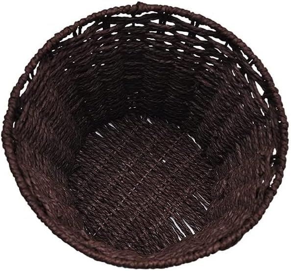 Zuvo Round Wicker Waste Basket Paper Bin - Wicker Trash Basket - Woven Trash Can Rubbish Basket for Bedroom Bathroom Offices or Home (Brown)