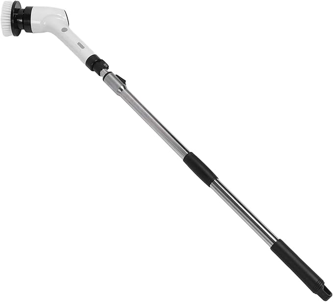 Electric Tub Scrubber with Long Handle Cordless 25W 8 - in - 1 Cleaning Brush for Bathroom Tile and Hardwood Floor - Powerful Rechargeable Battery Versatile Home Cleaner (Black)