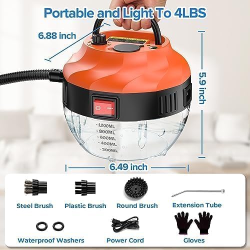 High Pressure Steam Cleaner Steamer for Cleaning Handheld Portable Steam Cleaners for Home Steamer for Car Detailing Steam Cleaner for Upholstery Kitchen Bathroom Grout and Tile